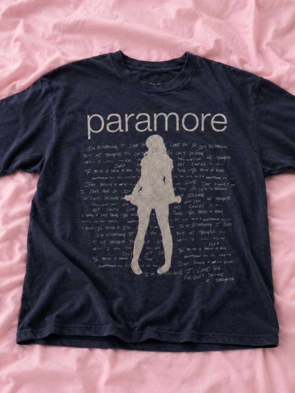 Gildan Navy Paramore Graphic Tee with Cream Print